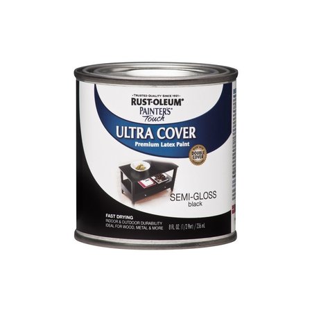 KRUD KUTTER Rust-Oleum Painters Touch Semi-Gloss Black Water-Based Ultra Cover Paint Exterior & Interior 0.5 pt 1974730